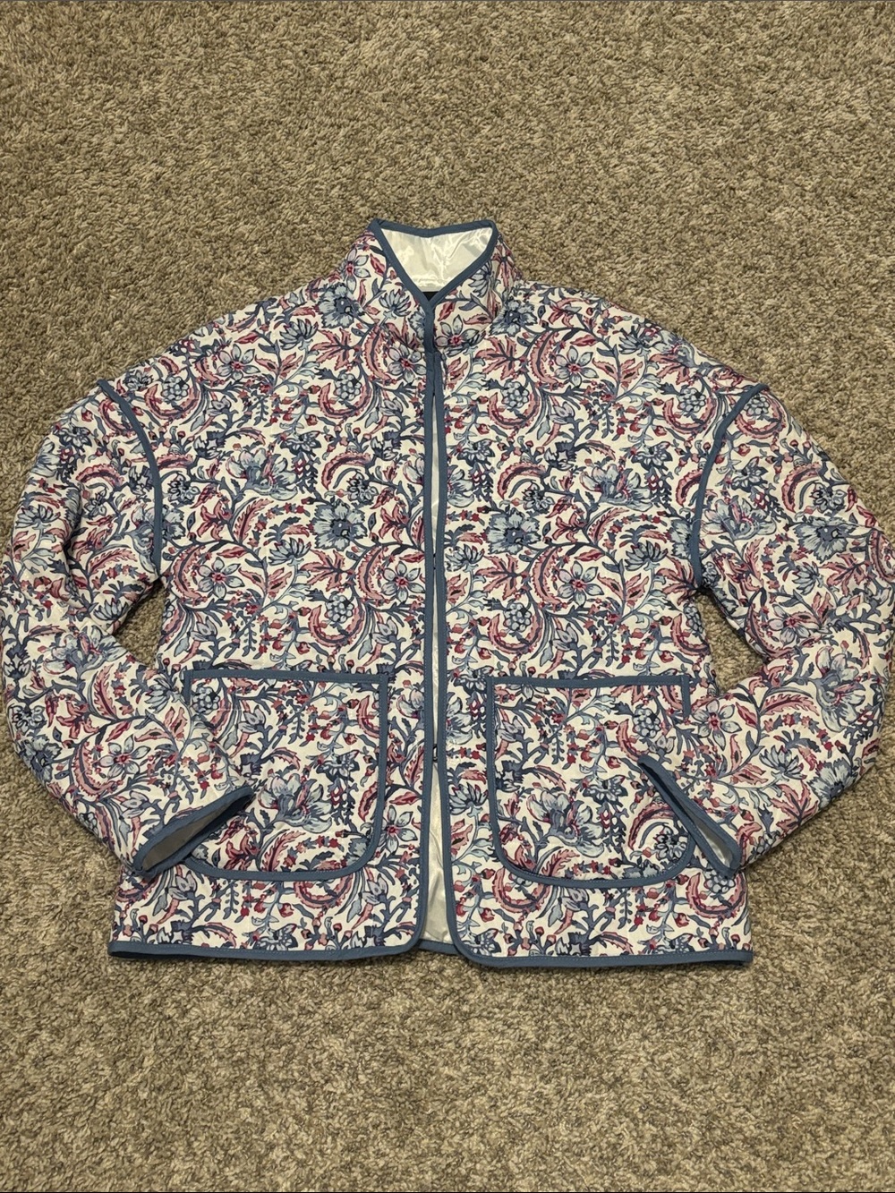 7 For All Mankind Quilted Jacket in Floral Paisley Print XS